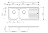 Oliveri El071 Double Bowl Stainless Steel Sink Top Mounted Kitchen Sinks