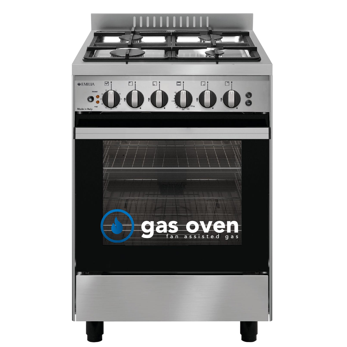 Emilia Em534Gg 53Cm Stainless Steel Italian Made Gas Stove