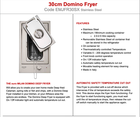 Euro Appliances Emjfr30Sx Domino Fryer Outdoor