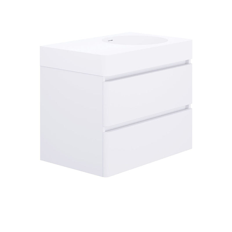 Fienza EN70WR Australian Made Encanto 700 Right Bowl Wall Hung Vanity, Ultra Matte White