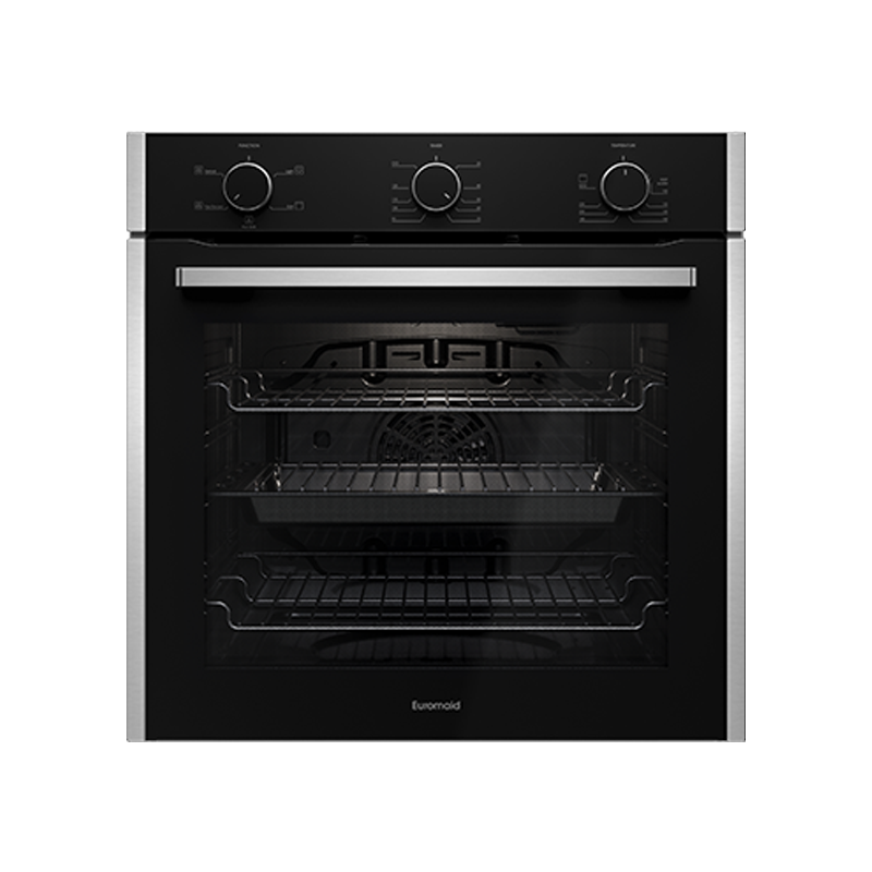 Euromaid EO605MTS 60cm 5 Function Built-in Oven, Black Glass