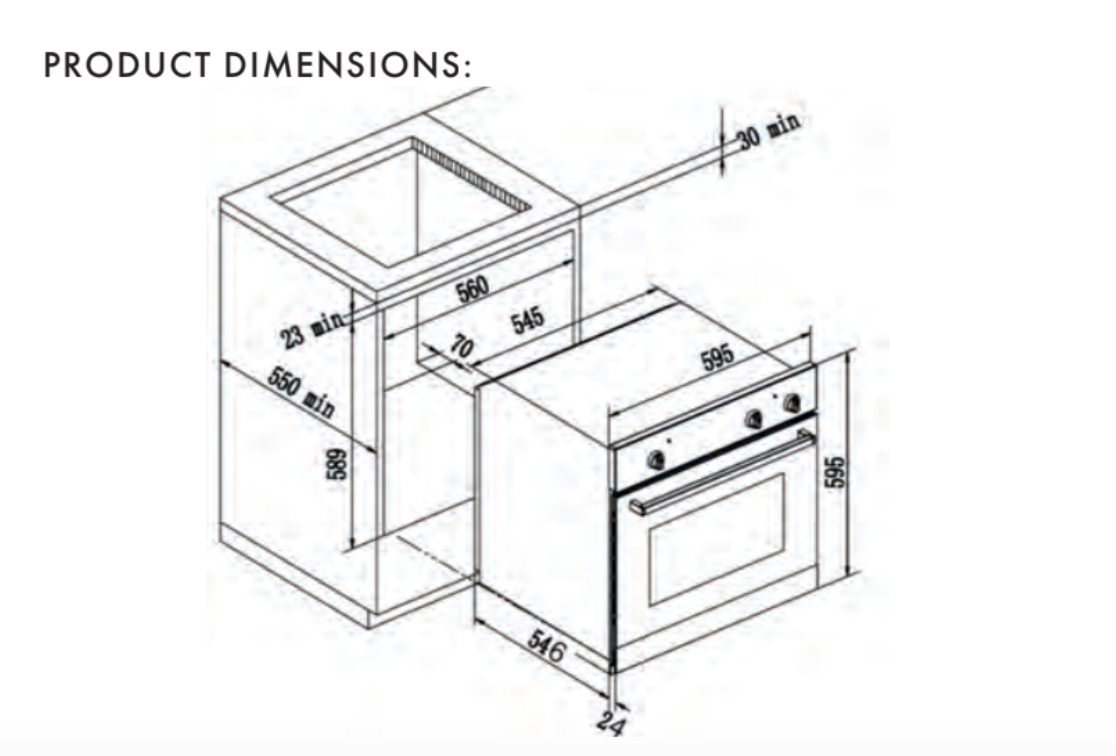 Euro Appliances EO60SOBK Black Finish Side Opening Electric Oven