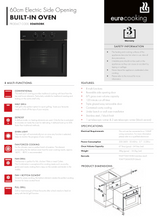 Euro Appliances EO60SOBK Black Finish Side Opening Electric Oven