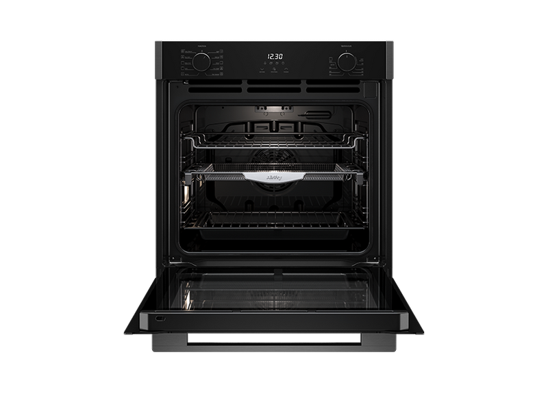 Euromaid EO610ATB 60cm 10 Function Built-in Oven with Air Fry, Black Glass