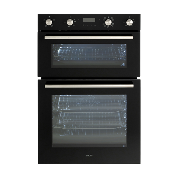 Euro Appliances Eo8060Dbk Black Glass Electric Multifunction Duo Wall Oven Ovens
