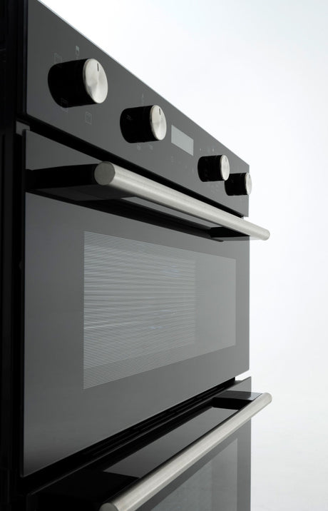 Euro Appliances Eo8060Dbk Black Glass Electric Multifunction Duo Wall Oven Ovens