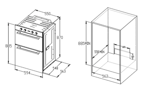 Euro Appliances Eo8060Dbk Black Glass Electric Multifunction Duo Wall Oven Ovens
