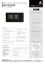 Euro Appliances EO900LBK 90cm Black Glass Electric Multi-Function Oven