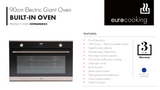 Euro Appliances EO9060EMX2 90cm Italian Made Electric Giant Oven - Ex Display