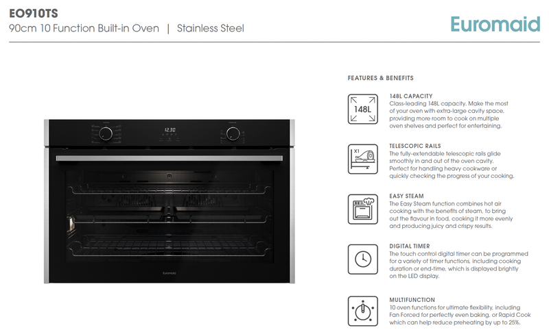 Euromaid 90cm Induction Appliance Package EUI901