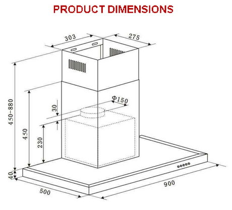 Euro Appliances Ep900Swsx 90Cm Canopy Rangehood Rangehoods