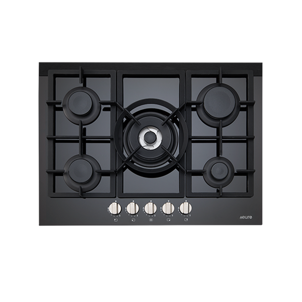 Euro Appliances Es700Gfdbl 70Cm 5 Burner Gas On Glass Cooktop Ex Display