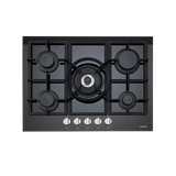 Euro Appliances Es700Gfdbl 70Cm 5 Burner Gas On Glass Cooktop Ex Display