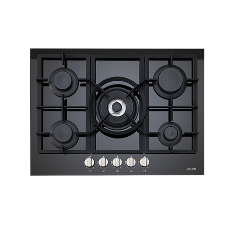 Euro Appliances Es700Gfdbl 70Cm 5 Burner Gas On Glass Cooktop Ex Display