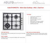 Euro Appliances EV3WGCTS Stainless Steel Gas Cooktop - Clearance Discount