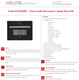 Euro EV45SMWB 45cm Combi Microwave and Steam Oven - Ex Display Discount