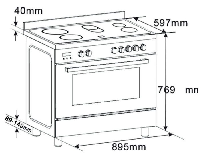 Euro Appliances Ev900Eesx 90Cm Electric Freestanding Oven/Stove Stove