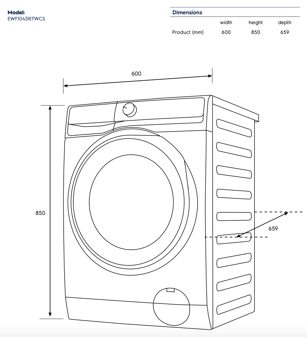 Electrolux EWF1043R7WCS 700 Series 10kg Front Load Washing Machine White - Electrolux Factory Seconds
