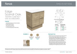 Fienza ROT75SKR Rotondo Edge Scandi Oak 750 Vanity On Kickboard, Right Drawers