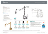 Fienza Eleanor 202105BN-LF Shepherds Crook Brushed Nickel Sink Mixer with White Ceramic Handle