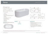 Fienza FR711-1700-OF Eleanor Fluted Freestanding Acrylic Bath 1700mm, Gloss White