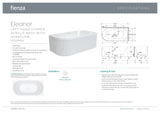 Fienza FR713-1500L-OF Eleanor Fluted Left-Hand Acrylic Corner Bath, 1500mm