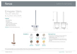 Fienza 889010UB Empire Slim Toilet Brush & Glass Holder, Urban Brass