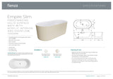 Fienza ST08-150 Empire Slim Solid Surface Acrylic Bath, 1500mm, Matte White Ext, Gloss White Int