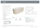Fienza ST08-170 Empire Slim Solid Surface Acrylic Bath, 1700mm, Matte White Ext, Gloss White Int