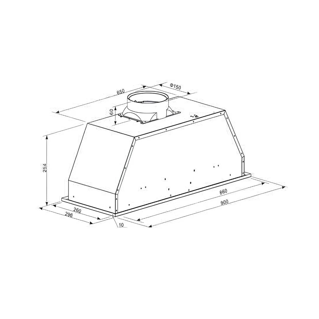 Euro Appliances EP900UMBK3 90cm Black Undermount Rangehood