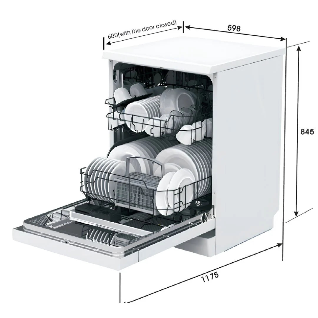 Euro EDW6014BK 60cm Freestanding Dishwasher with Cutlery Drawer, Black
