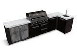 Everdure OS-6BIMLPC-21B+PK-3 Neo Black Outdoor Kitchen with Fridge, Sink & Storage Modules, and Corner Cupboard (Option 3)