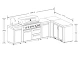 Everdure OS-6BIMLPC-21B+PK-4 Neo Black Outdoor Kitchen with Sink & Storage Modules, Corner Cupboard and Fridge (Option 4)