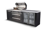 Everdure OS-6BIMLPC-21B+PK-5 Neo Black Outdoor Kitchen With BBQ, 208L Double Door Fridge and Storage