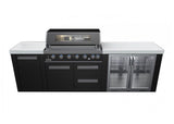 Everdure OS-6BIMLPC-21B+PK-5 Neo Black Outdoor Kitchen With BBQ, 208L Double Door Fridge and Storage