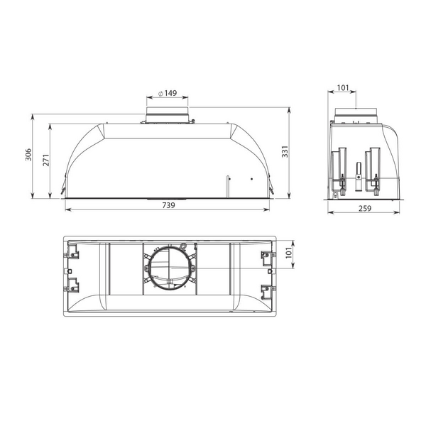 Falmec F3GI80W2 80cm Gruppo Incasso Concealed Rangehood, Stainless White, 800m3