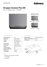 Falmec F3GI80S2 80cm Gruppo Incasso Concealed Rangehood, Stainless Steel, 800m3