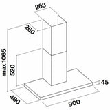 Falmec F5LC90B1 90cm Luce Canopy Stainless Steel Rangehood, 800m3