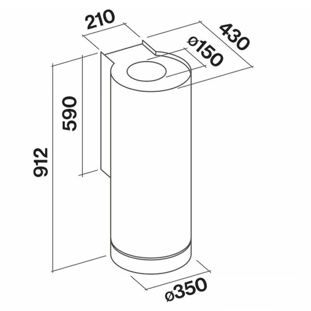Falmec F5PR35B1 Polar 35cm Wall Canopy, Black, 850m3