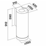 Falmec F5PR35B1 Polar 35cm Wall Canopy, Black, 850m3