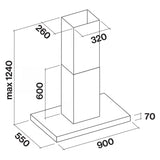 Falmec F7PB90B1 Plane Black 90cm Island Canopy, Matte Black, 800m3