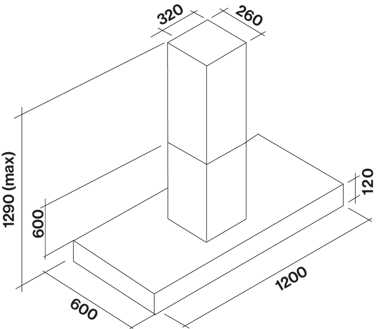 Falmec F7TN12S1-ER2010 120cm Trento Island Outdoor Canopy Rangehood with External Roof Motor