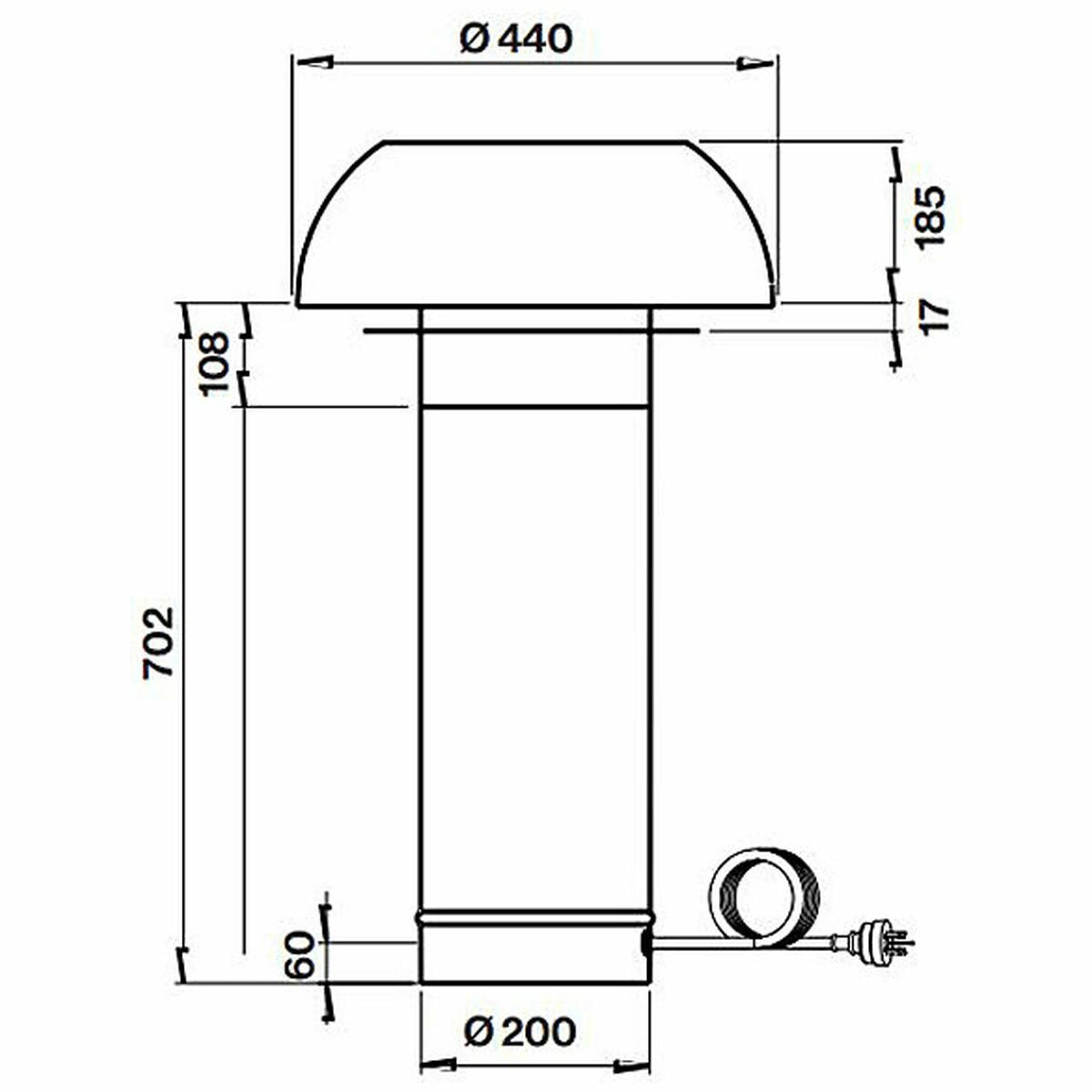 Falmec F7TN12S1-ER2010 120cm Trento Island Outdoor Canopy Rangehood with External Roof Motor