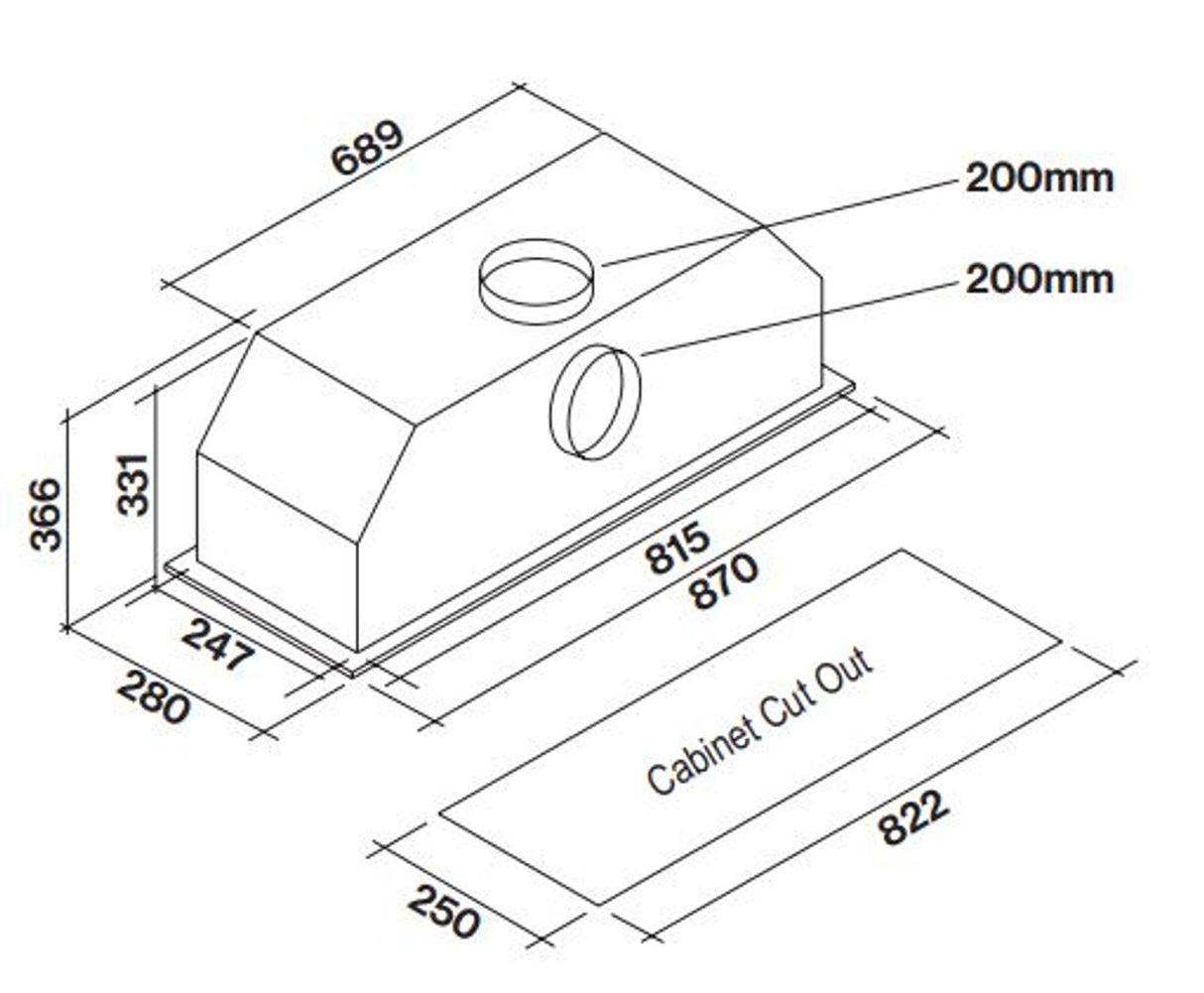 Falmec 90cm Como Concealed Rangehood, 1140m3, Remote Internal Roof Motor FC3CO90S1-IR1140