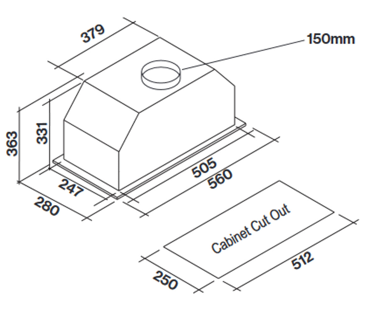 Falmec 60cm Lanzo Concealed Rangehood, 950m3/h, On Board Motor FC3LN60S1