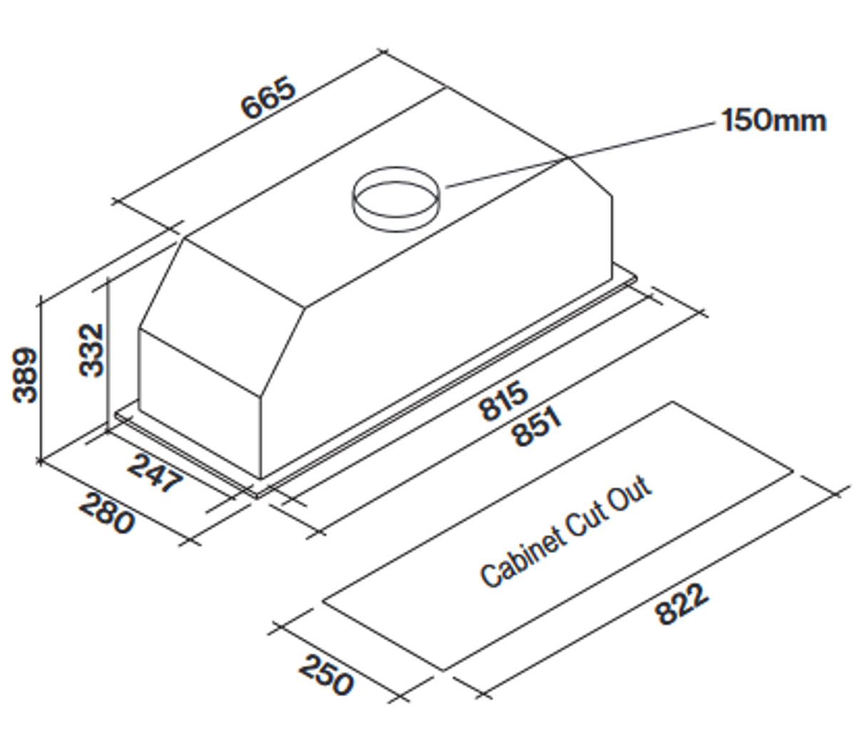 Falmec 90cm Lanzo Concealed Rangehood, 950m3/h, On Board Motor FC3LN90S1