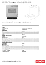 Franke FCDW60FI 60cm Urban Fully-Integrated Dishwasher