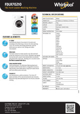 Whirlpool FDLR70210 7kg Front Load Washing Machine