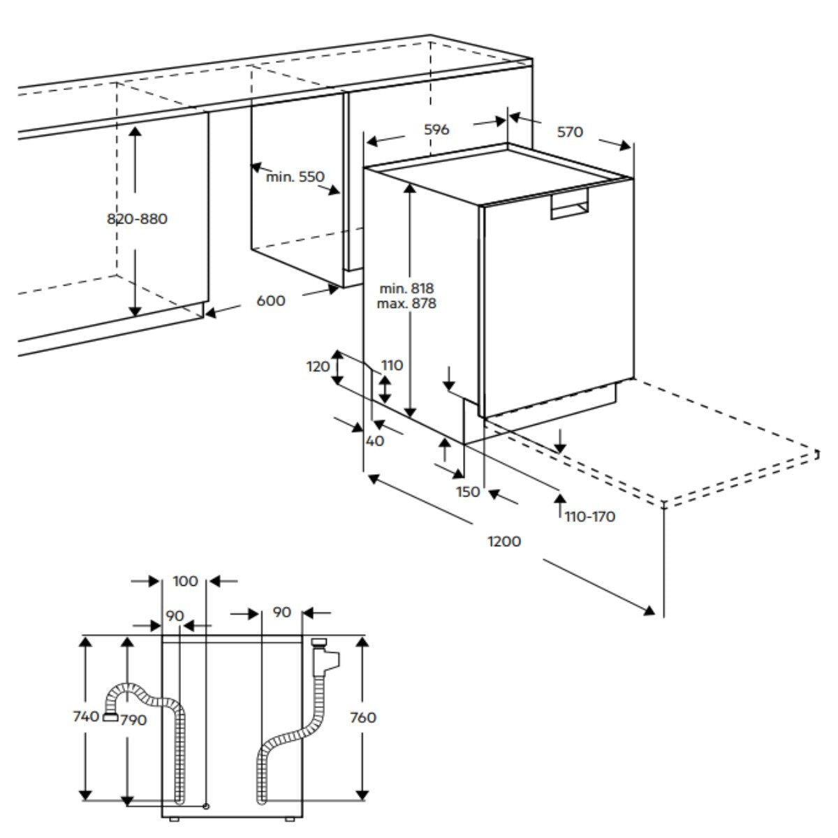 AEG FFE73600PM 60cm Built-Under Stainless Steel Dishwasher - Factory Seconds