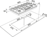 Franke FIG906B1L 98.5cm Black Glass LPG Gas Cooktop